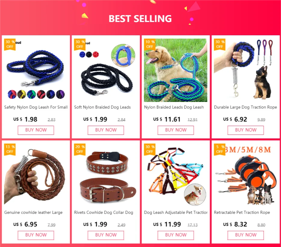 Nylon Braided Dog Collar And Leash Set Traction Rope For Small Medium Large Dog Leash Chien Pitbull Bull Terrier Pet Accessories