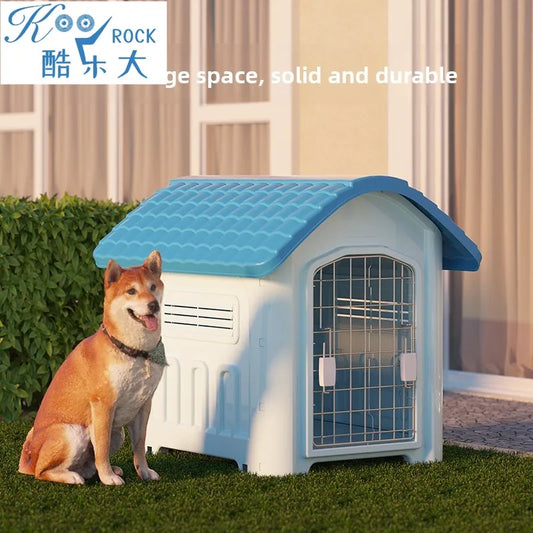 Large Waterproof Outdoor Dog House - Detachable & Washable Dog Cage for Medium/Large Breeds, All-Weather Shelter