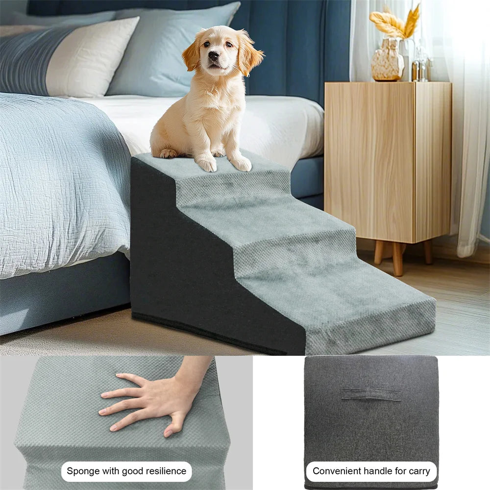 Pet 3/4 Step Stair Dog Cat Ramp Ladder High-Density Foam Sponge Dogs Sofa Removable and Washable Training Pet Ramp Stairs