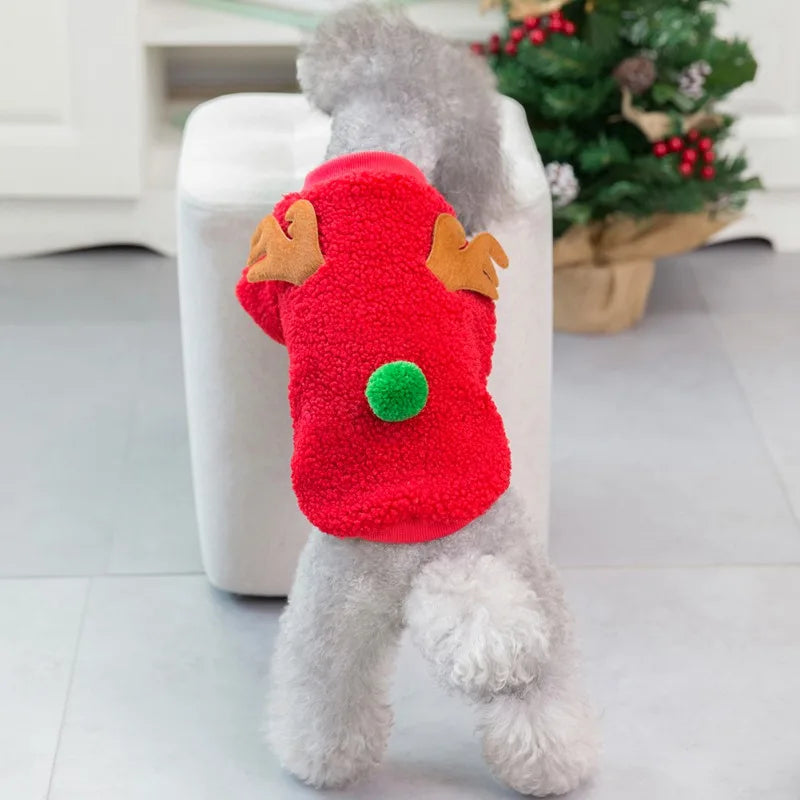Christmas Pet Clothes Warm Fleece Dog Sweaters Puppy Cat Winter Coats Clothing for Small Dogs Puppy Cat Chihuahua Costume