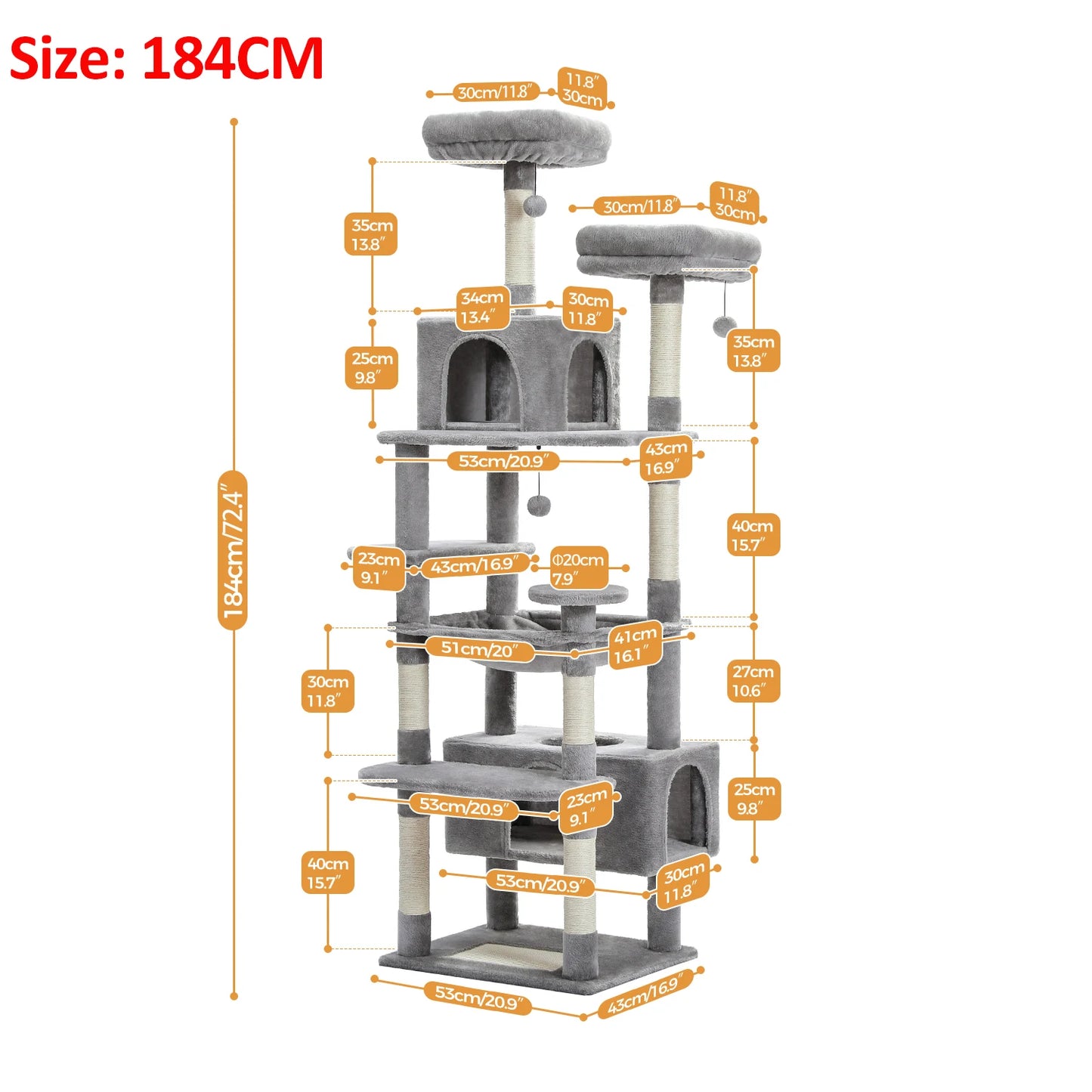 Large Cat Tree and Tower for Indoor Cats With Sisal-Covered Scratching Posts Spacious Hammock Padded Perches and Condos Cat Toys
