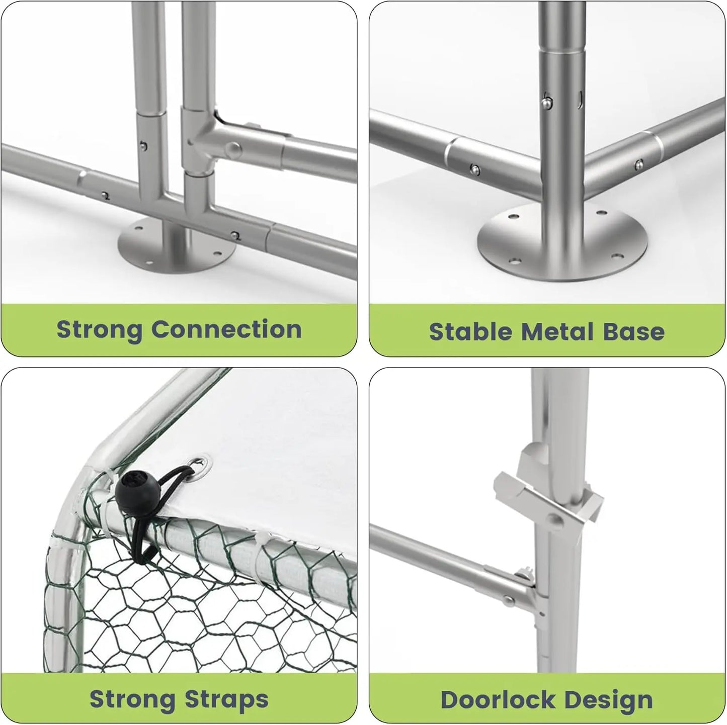 Large Metal Chicken Coop, Walk-in Poultry Cage, Chicken House with Waterproof and Anti-Ultraviolet Cover for Outdoor Yard Farm