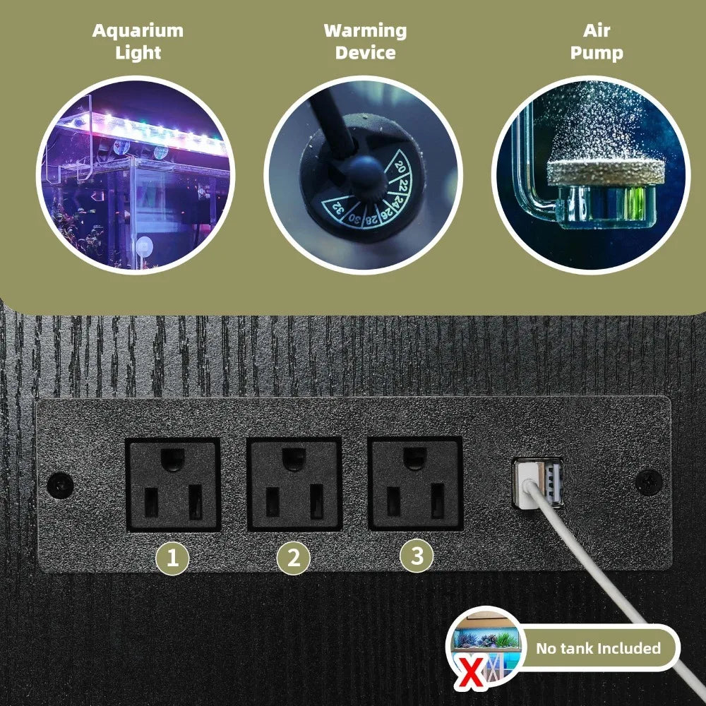 75-120 Gal Fish Tank Storage Cabinet Aquarium LED Stand w/ Built In Power Outlet