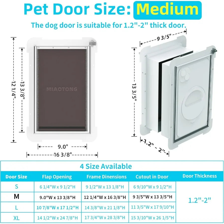 Energyefficient 3flap mediumsized dog door with metal sliding lock panel and steel frame designed for indoor outdoor use featur
