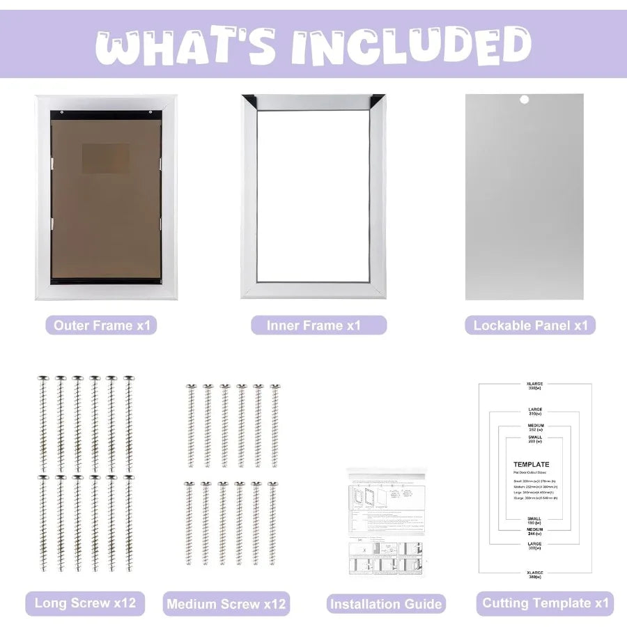 Durable Pet Door with Aluminum Frame and Double Automatic Closing Magnetic Flap for Large Dogs and Pets Suitable for Interior a