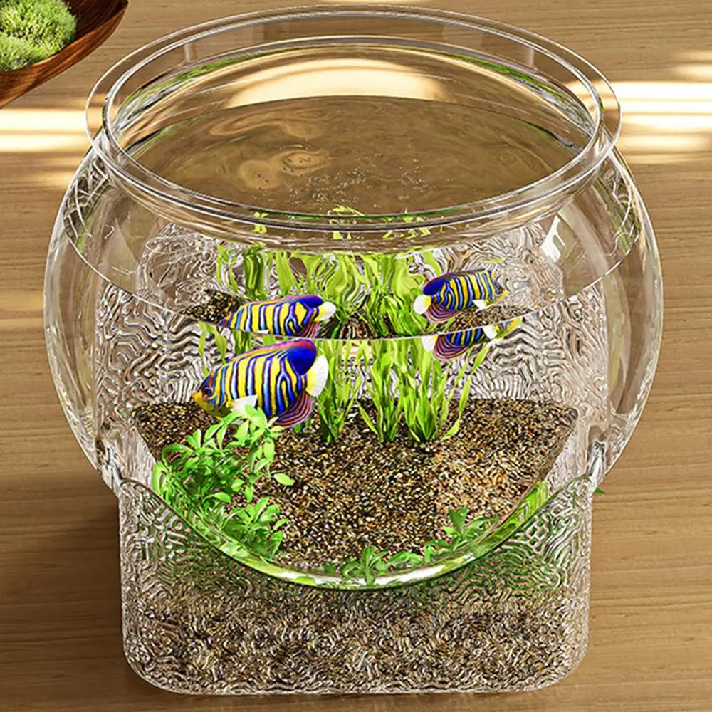 Clear Round Fish Bowl Aquarium Fish Tank Small Aquariums Flower Vase Centerpiece Desktop Aquarium for Betta Fish Turtle
