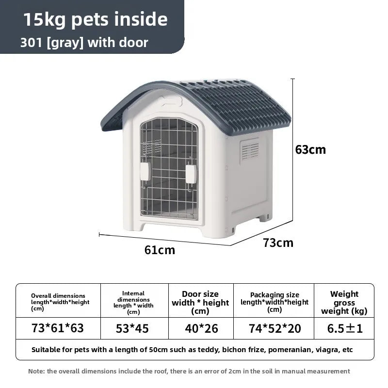 Large Waterproof Outdoor Dog House - Detachable & Washable Dog Cage for Medium/Large Breeds, All-Weather Shelter