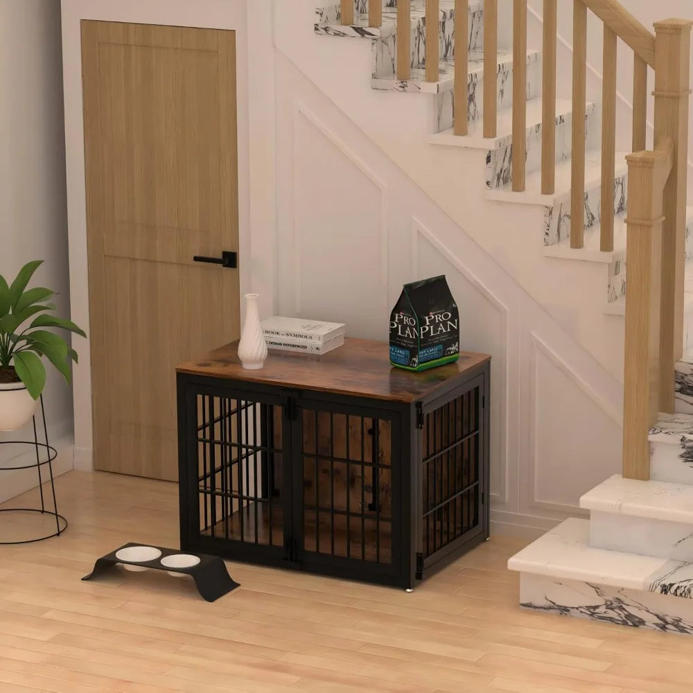 Heavy Duty Dog Crate Furniture, 41 Inch Wooden Dog Cage Kennel for Medium and Large Dogs, Decorative Pet House Furniture Indoor
