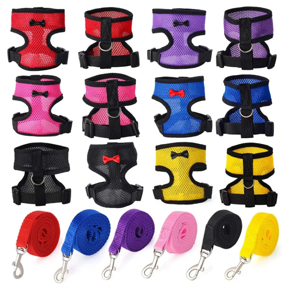 Fashion Chicken Duck Vest Hen Belt Pet Harness Matching Collars Bow Comfortable Leads Mesh Breathable Poultry Supplies Leash