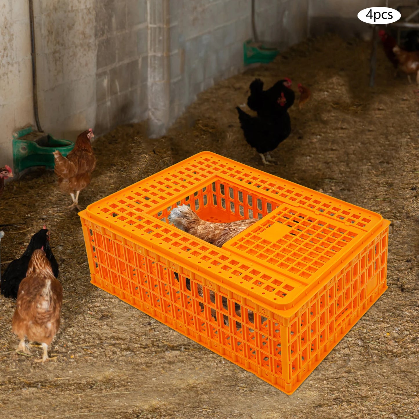 Plastic Chicken Transport Cage Stackable Poultry Crate Ventilated Farm Animal Carrier for Chickens Ducks