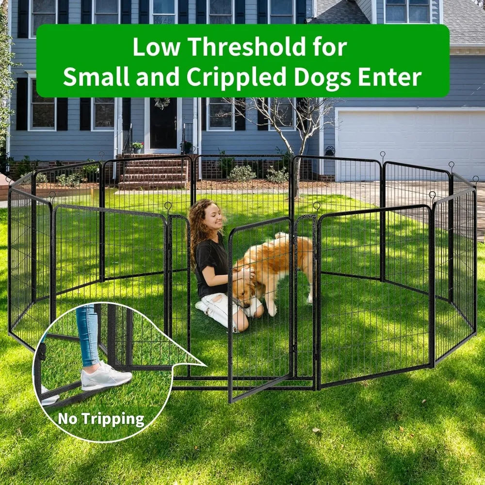 Dog Playpen Outdoor Extra Wide 12 Panels Heavy Duty Anti-Rust Coating-Strengthened Dog Fence 40" Height with Doors Portable