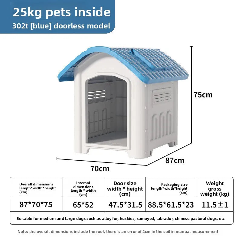 Large Waterproof Outdoor Dog House - Detachable & Washable Dog Cage for Medium/Large Breeds, All-Weather Shelter