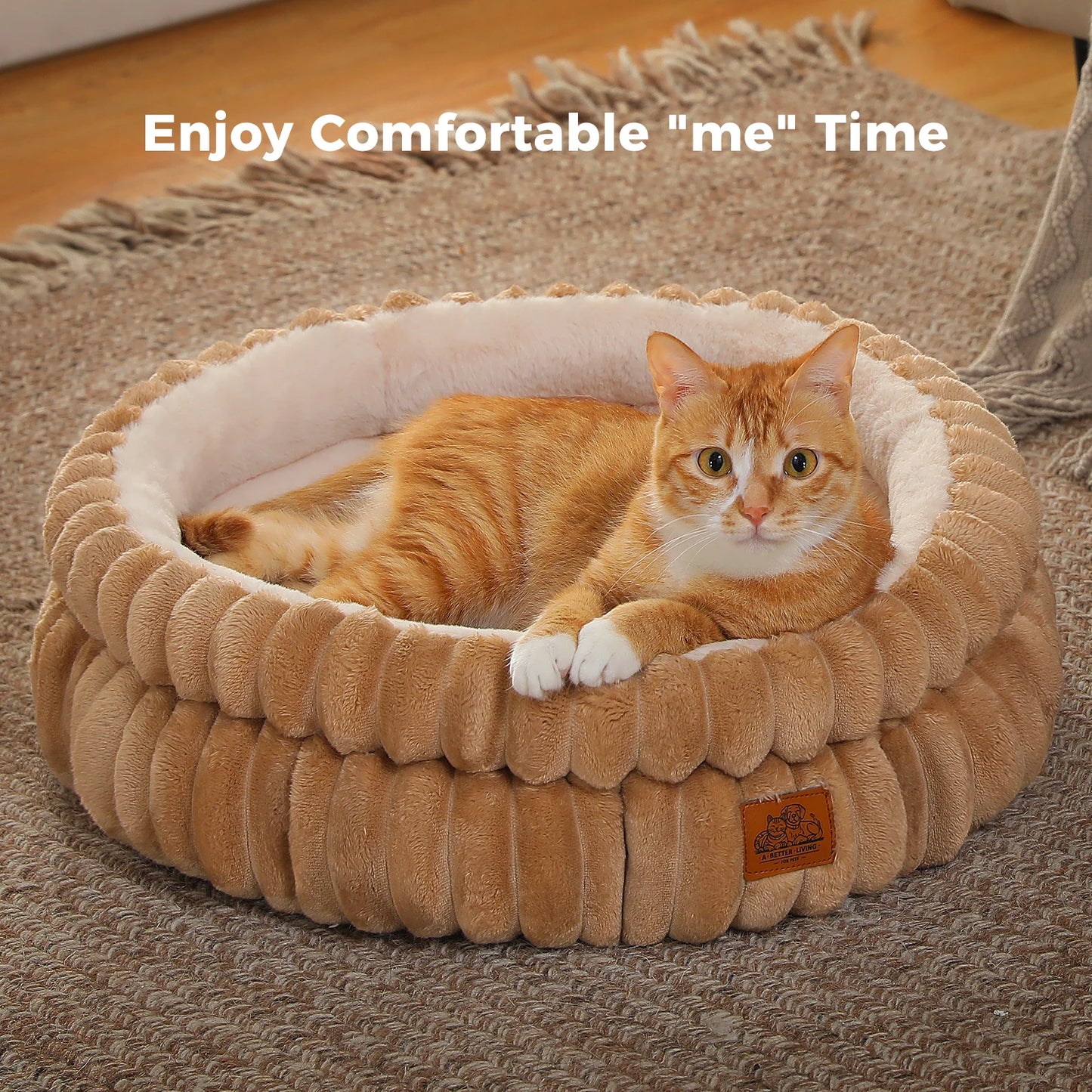 Dog Bed for Medium Dogs Cozy Cat Bed for Indoor Cats Washable Round Pet Bed House with Anti-Slip Bottom Suitable for All Seasons