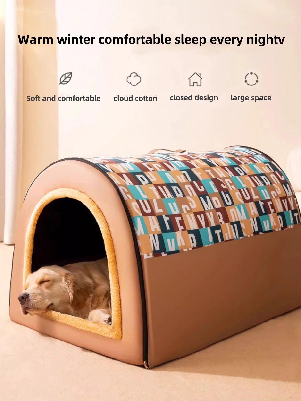 2025 New Dog Kennel Winter Warm Large Dog Oversized Dog House House Closed Winter Removable Golden Pet Four Seasons Use