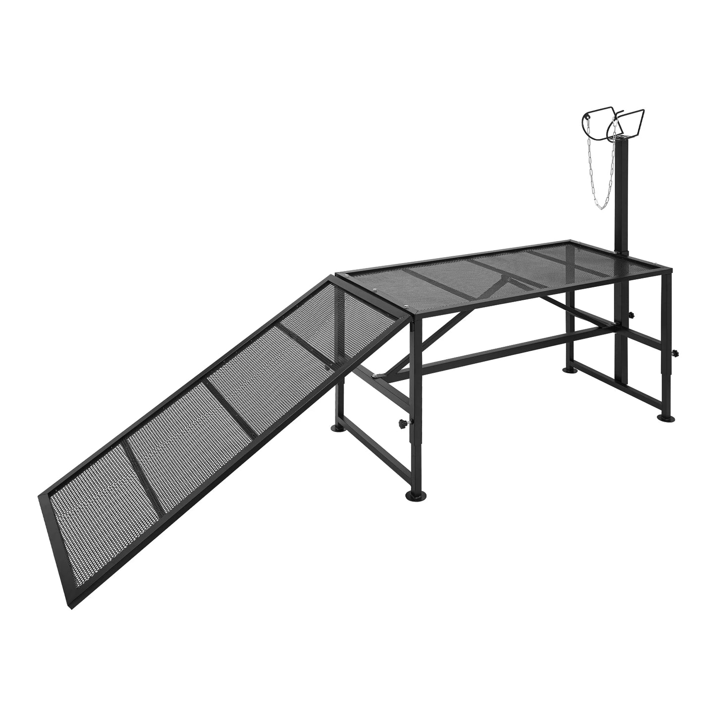 Goat Sheep Stand with Ramp| Adjustable Metal Livestock Milking and Shearing Stand| 47*23in, 500 lbs Load