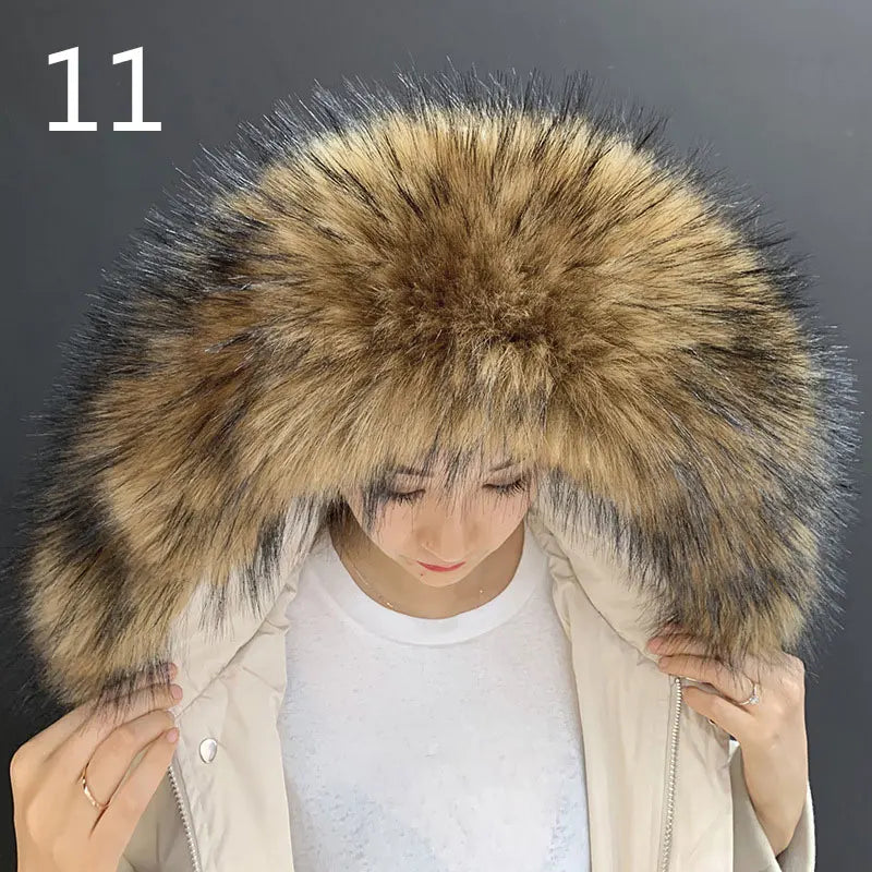 Women Blinger Faux Raccoon Fur Detachable Collar For Winter Coat And Hoody Decorative Fake Collar Fur Customerized False Collar