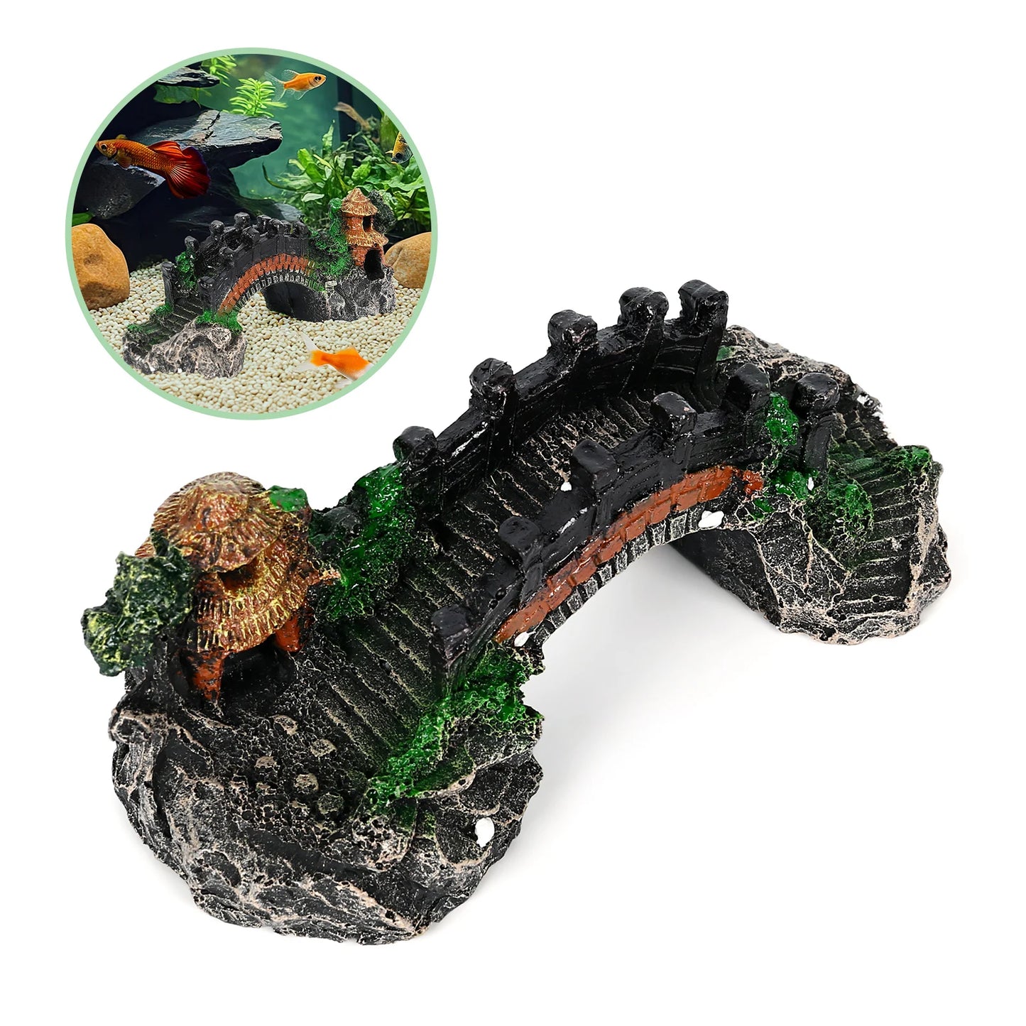 Resin Bridge Aquarium Ornament Small Delicate Bridge Aquarium Ornament for Garden Ornament Fish Tank Accessories