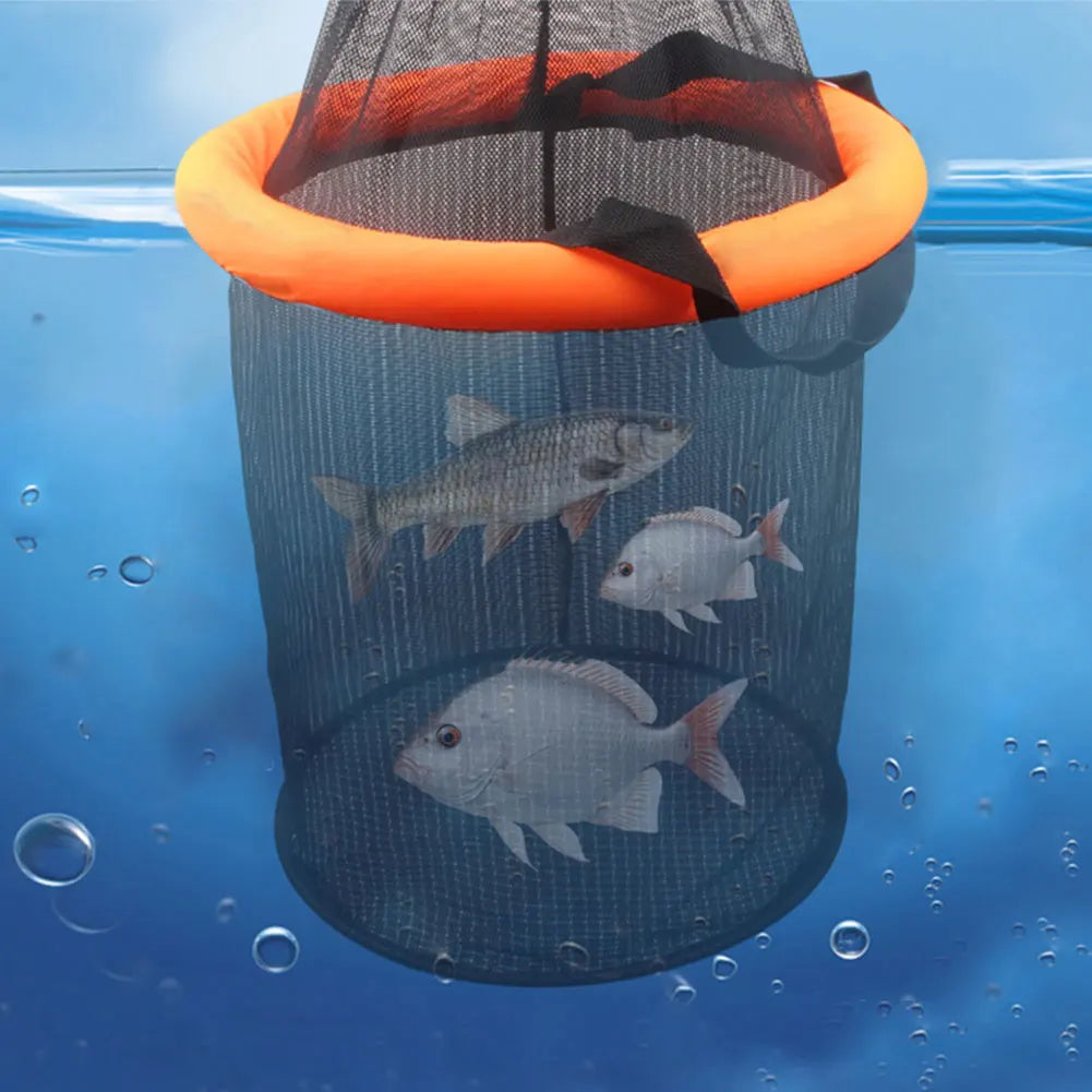 Floating Fishing Bait Basket Foldable Fishing Holder Bucket Fishing Bucket Storage Bag for Caught Fish