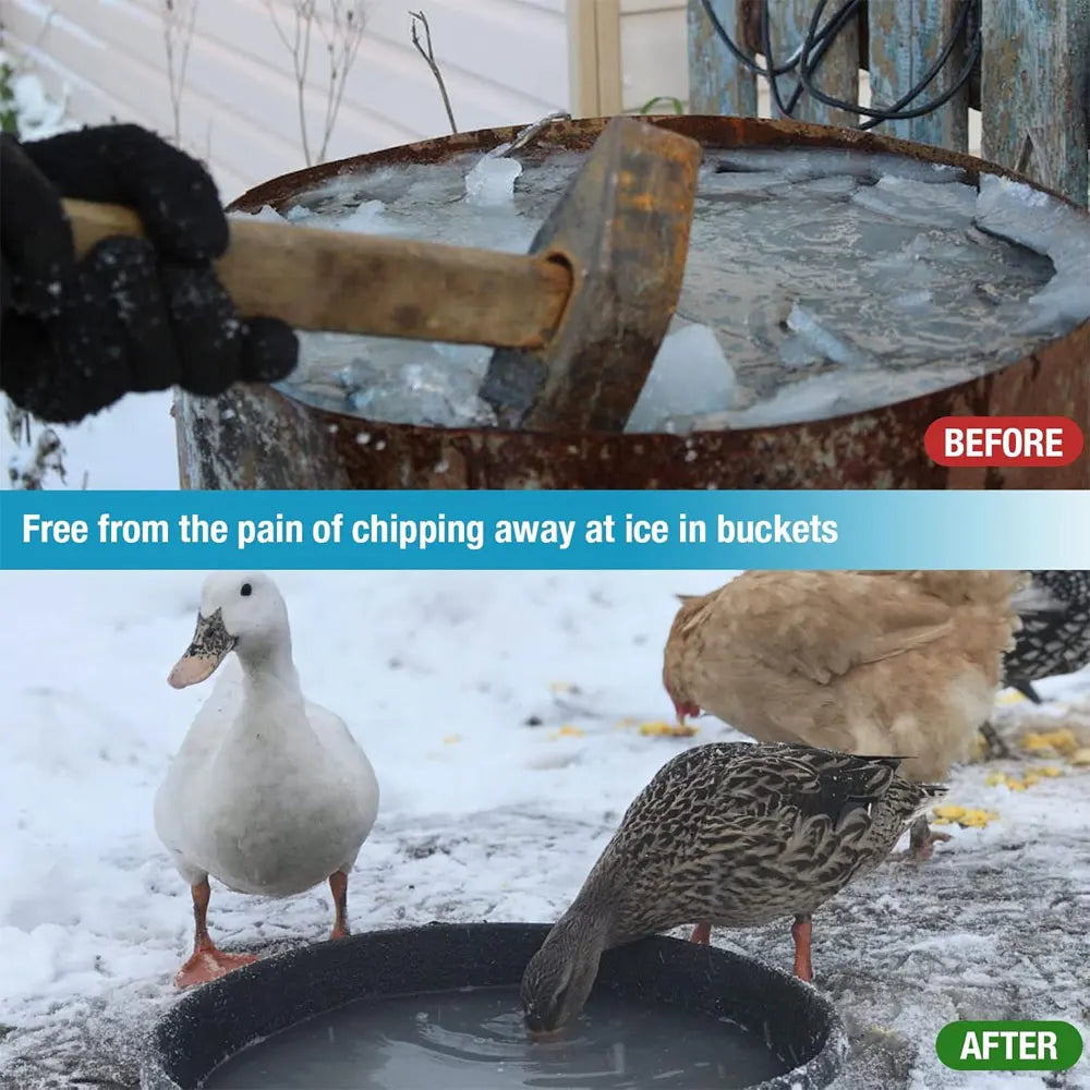 500W Chicken Waterer Heater Aluminum Utility De-Icer for Farm & Livestock, Non-Conductive and Anti-Rust Heated Chicken Waterer