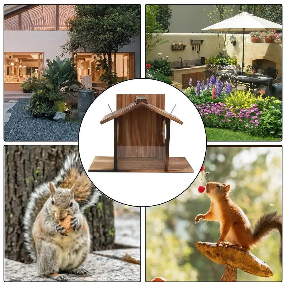 Squirrel Feeder Box Winter Outside Feeding House Squirrel Feeder Large Feeder Box Waterproof Table Feeder For Squirrel & Birds