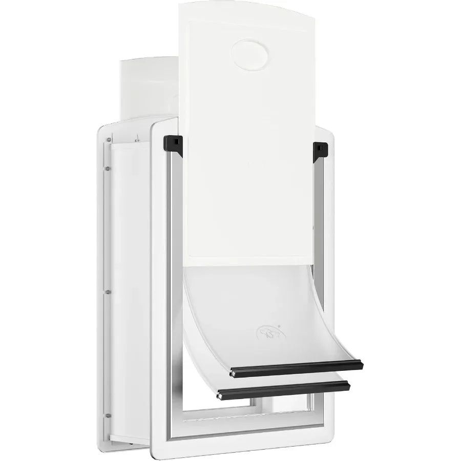 Energyefficient steel dog door for wall installation with telescoping tunnel and durable steel frame featuring double magnetic