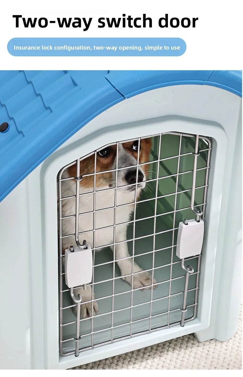 Large Waterproof Outdoor Dog House - Detachable & Washable Dog Cage for Medium/Large Breeds, All-Weather Shelter