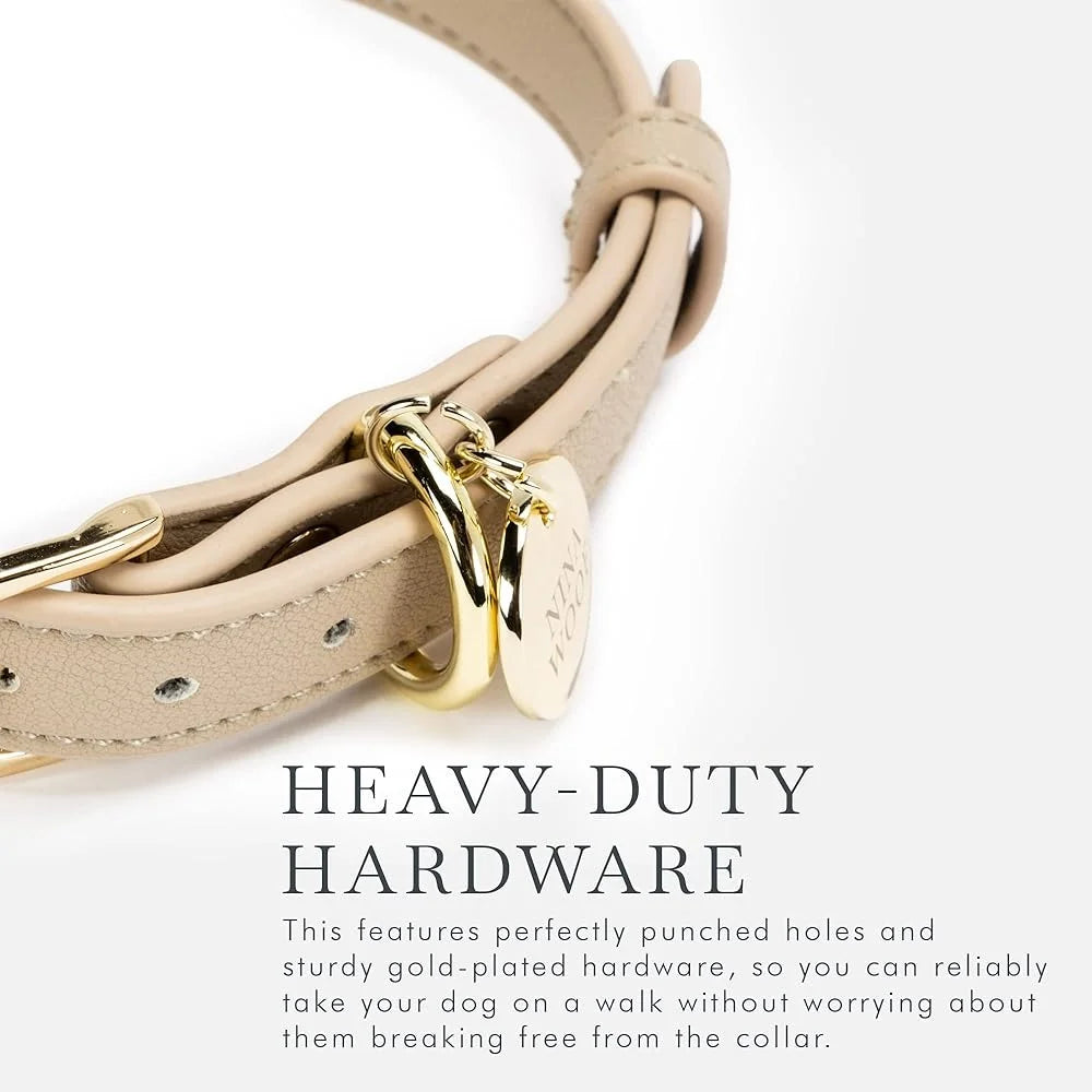 Vegan Leather Dog Collar Tracker Holder Adjustable Harness