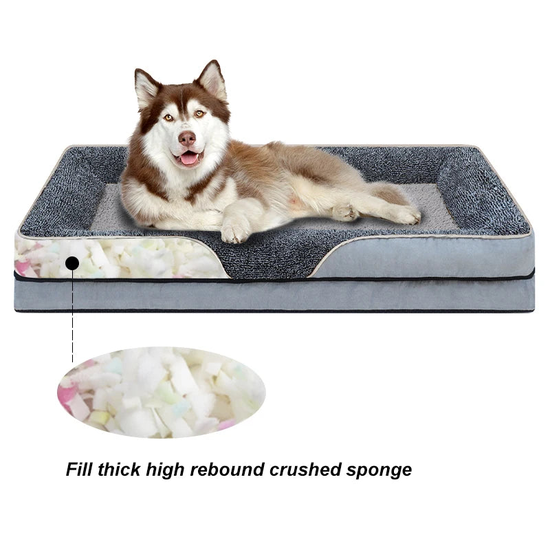 Removable washable pet dog sofa and dog bed for all seasons, pet bed sofa, comfortable and soft cat sofa bed with raised edges,