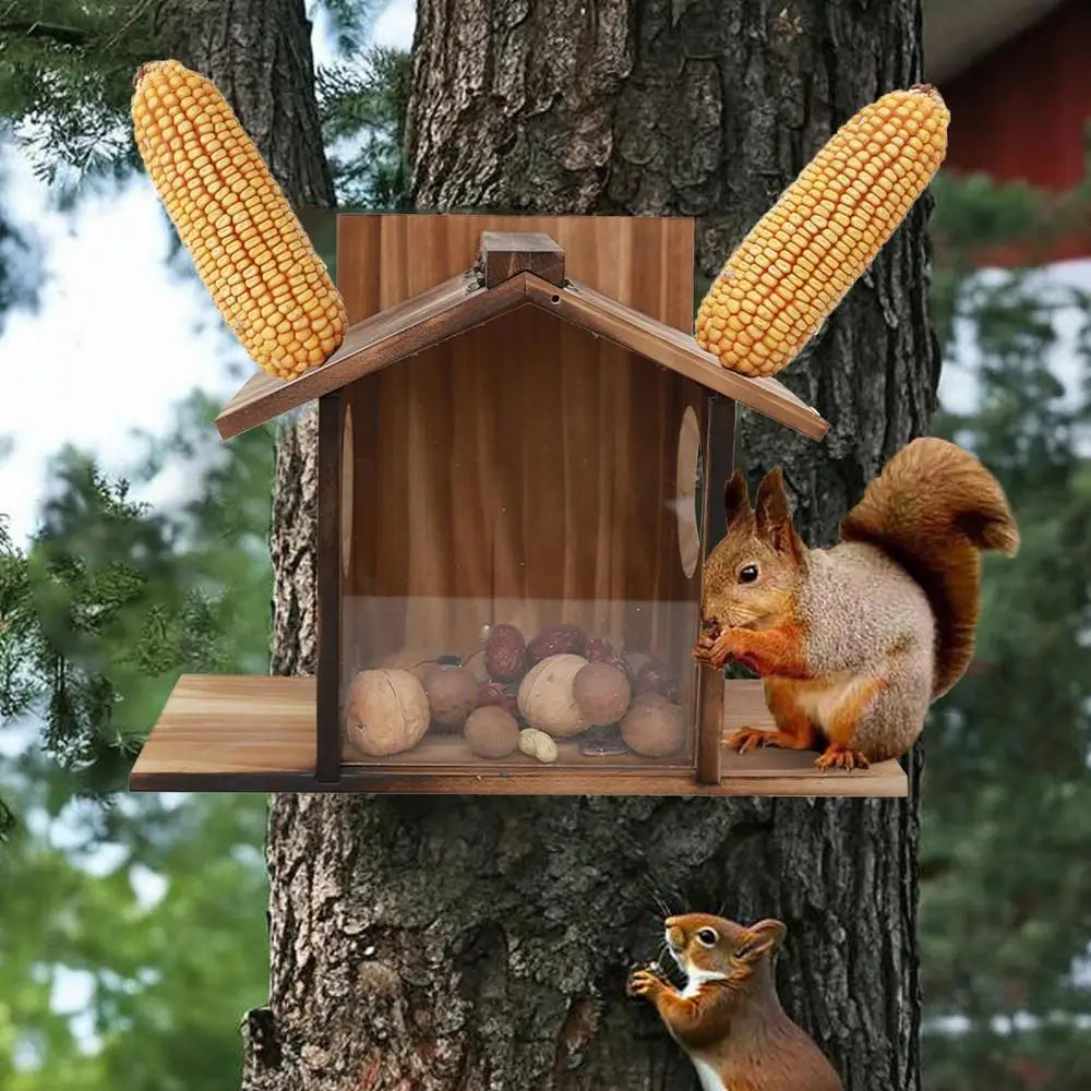 Squirrel Feeder Box Winter Outside Feeding House Squirrel Feeder Large Feeder Box Waterproof Table Feeder For Squirrel & Birds