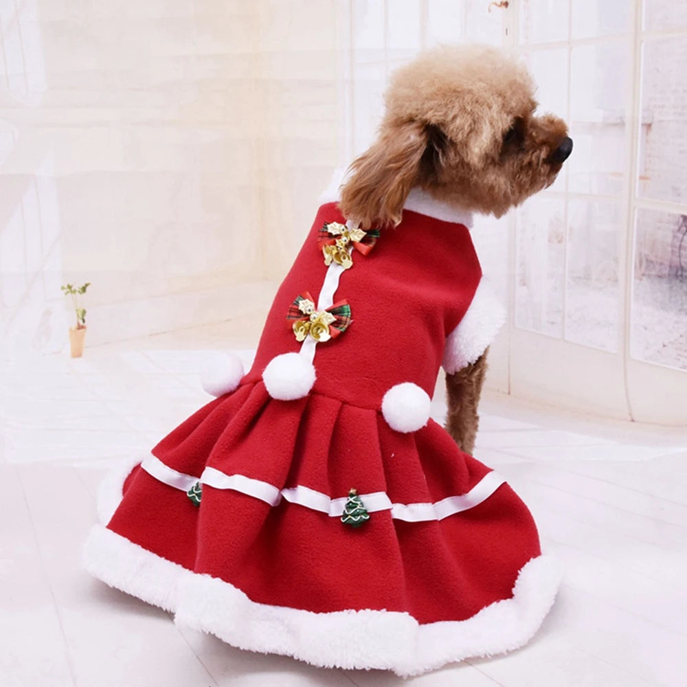 Christmas Dog Dresses For Small Dogs Autumn Winter Pet Dog Bow Tie Skirt Xmas Fancy Princess Puppy Dress Dog Costume