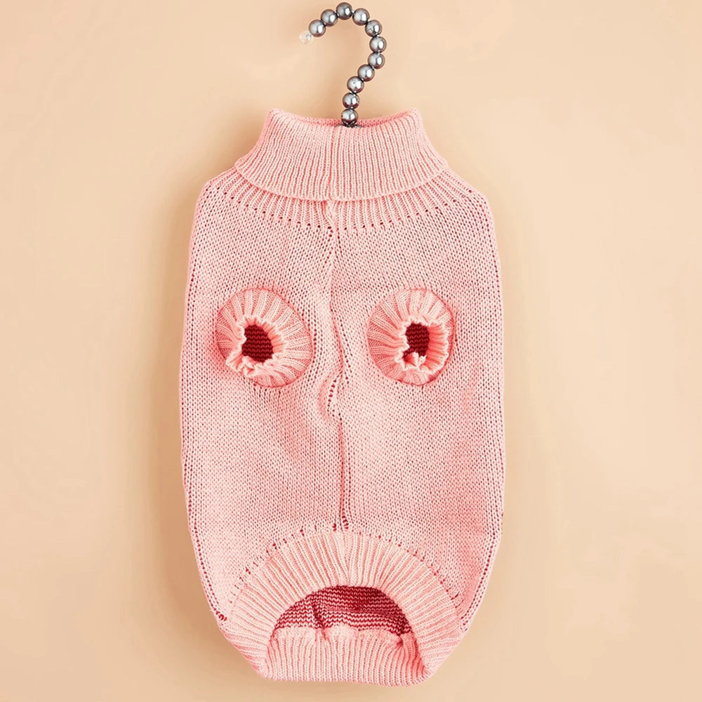 Cute Dog Sweater Heart Pattern Warm Pet Jumper Cat Puppy Coat Jacket Winter Clothes High Collar Knitwear For Cat Small Big Dog