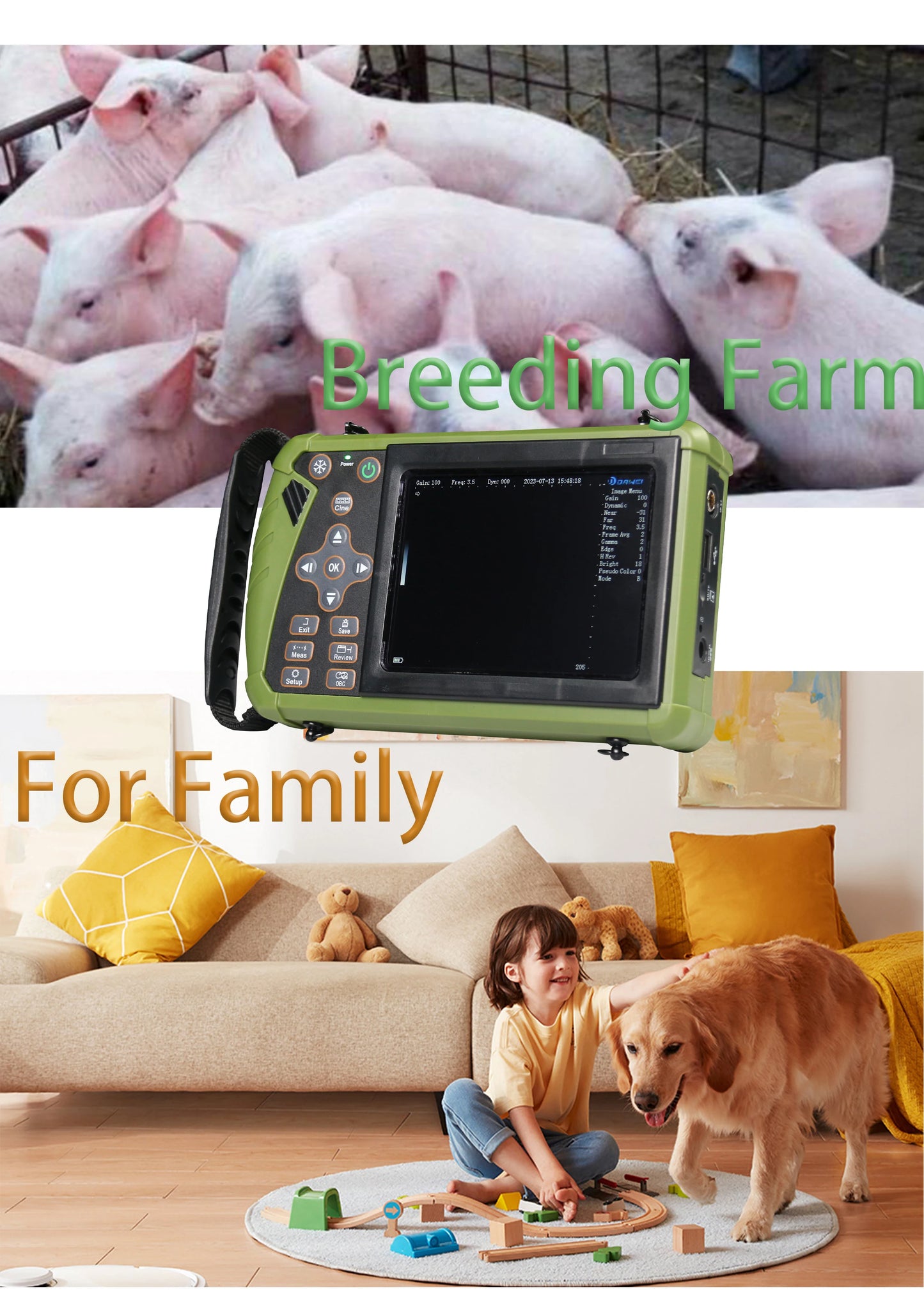 Portable Veterinary Ultrasound Scanner for Pregnancy Vet B Ultra Machine with 3.5MHz Convex Probe for Pig Sheep Dog Animals