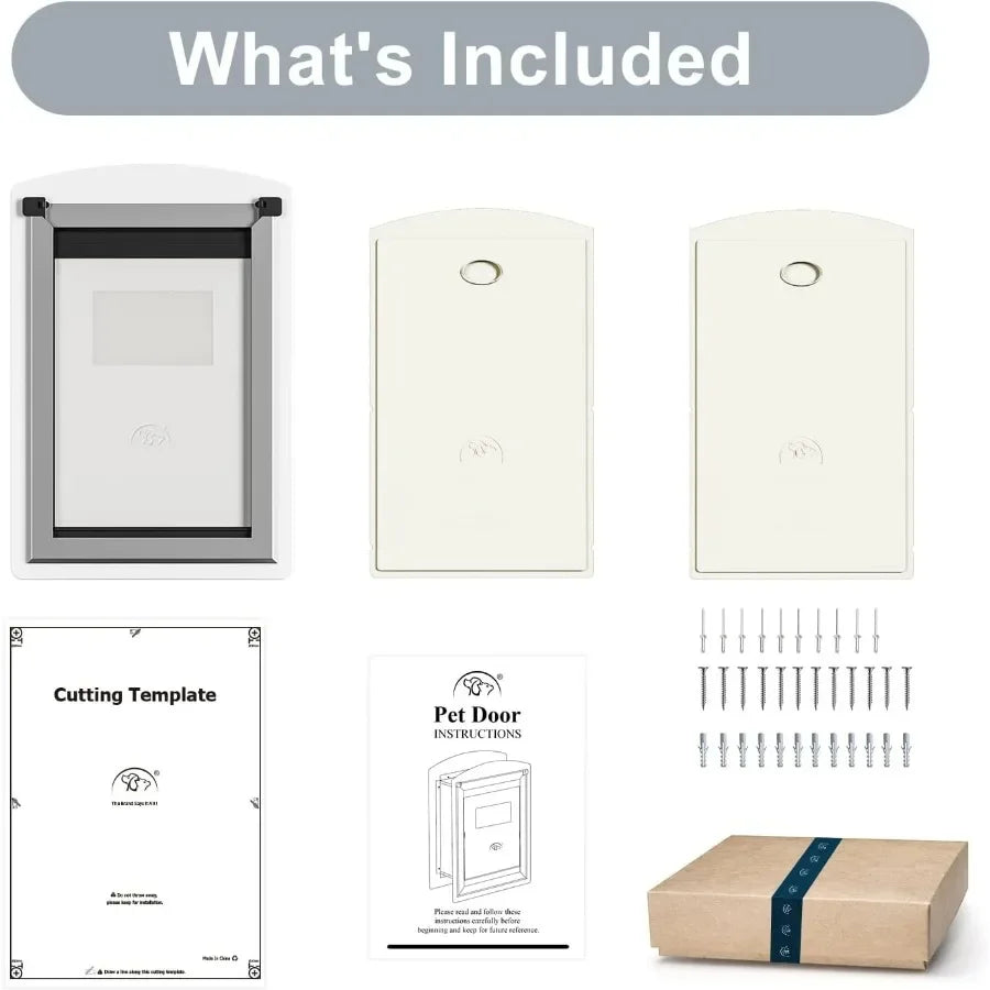 Energyefficient steel dog door for wall installation with telescoping tunnel and durable steel frame featuring double magnetic