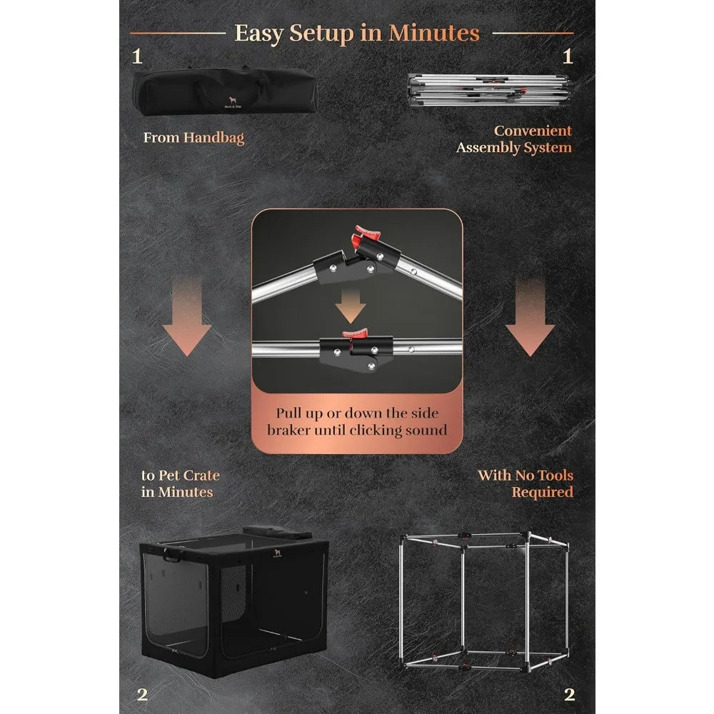 Noah & Paw Collapsible Dog Crate 36 Inches, XL Dog Crate for XL, Large Medium Breed, Travel Kennel for Car, Includes Pet Mat for