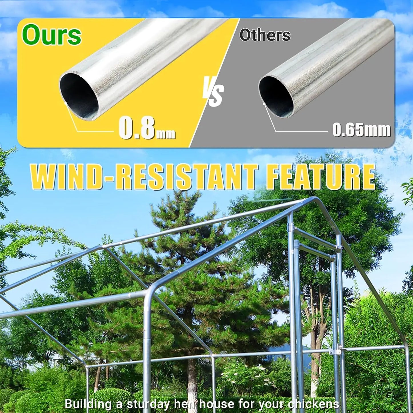 Large Metal Chicken Coop, Chicken Runs for Yard with Cover Walk-in Poultry Cage for 10 20 Chickens, Chicken Pen Duck Coop with W