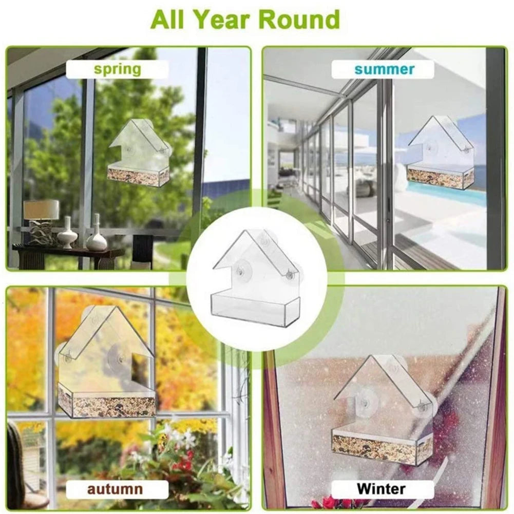 Smart Bird Feeder Acrylic with Camera Birds Hanging Feeder Transparent 1080P HD Easy Installation for Outdoor Garden