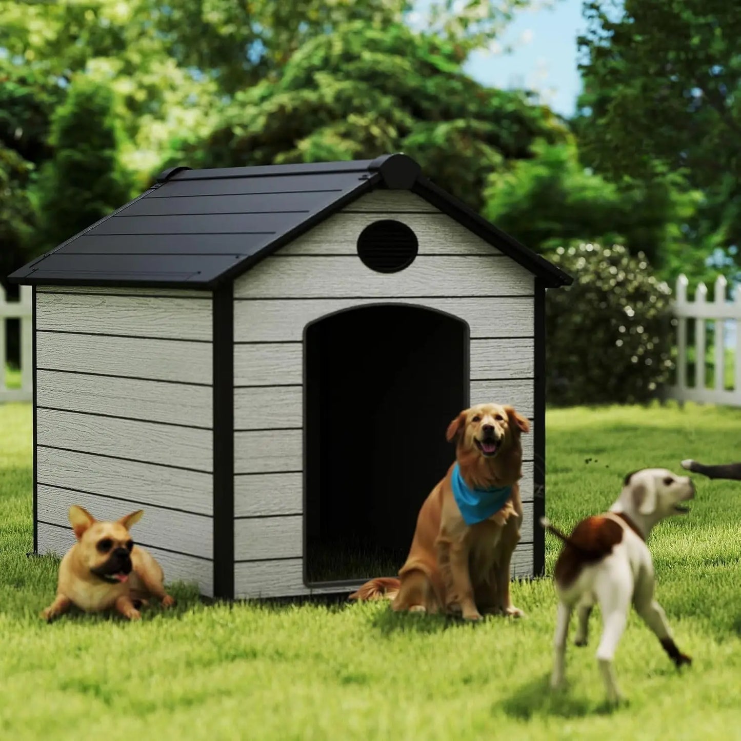57" Extra Large Dog House Outdoor Weatherproof, 5XL Big Dog House for 3 Large Dogs Outside, Insulated Igloo Pet House