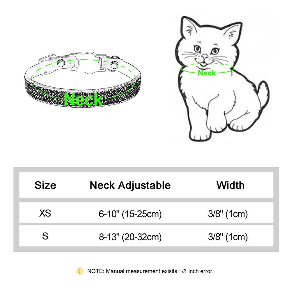 Rhinestone Bling Soft Pink Suede Cat Collar with Bell Safety Breakaway Buckle Adjustable XS/S Sizes for Kitten