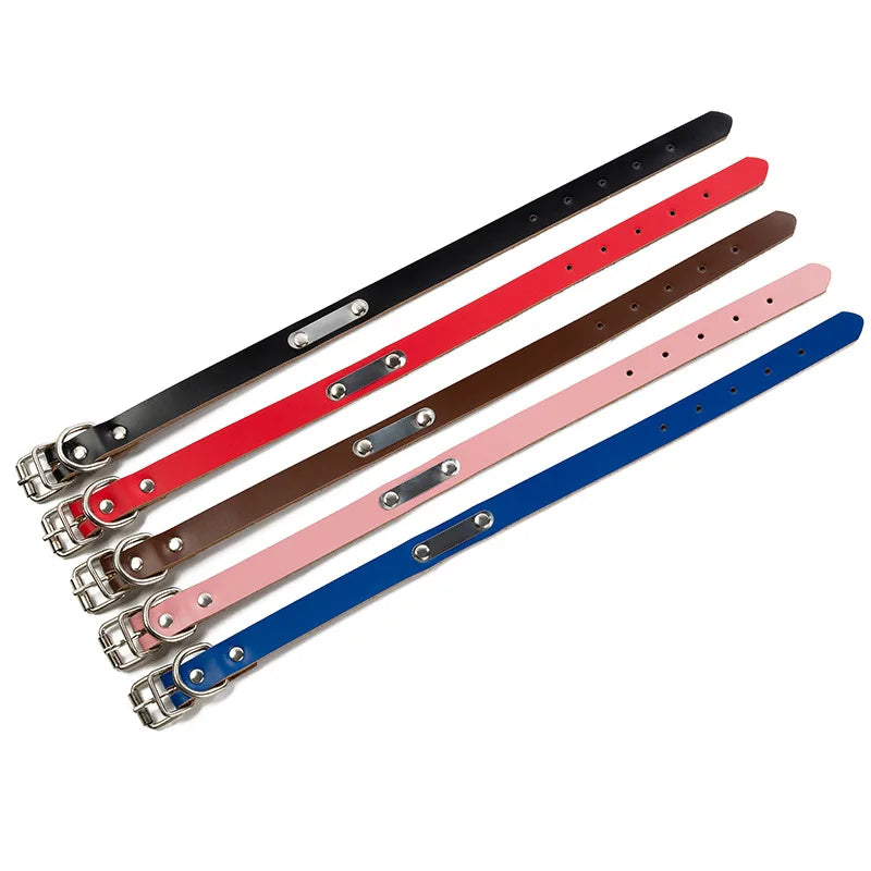 Wholesale leather engravable tag thick  dog collars Rabbit leash Dog leash Lizard accessories Bunny accessories Bunny supplies