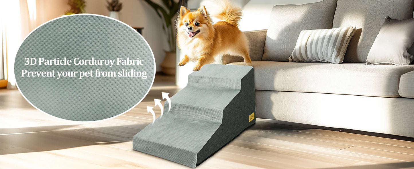 Pet 3/4 Step Stair Dog Cat Ramp Ladder High-Density Foam Sponge Dogs Sofa Removable and Washable Training Pet Ramp Stairs
