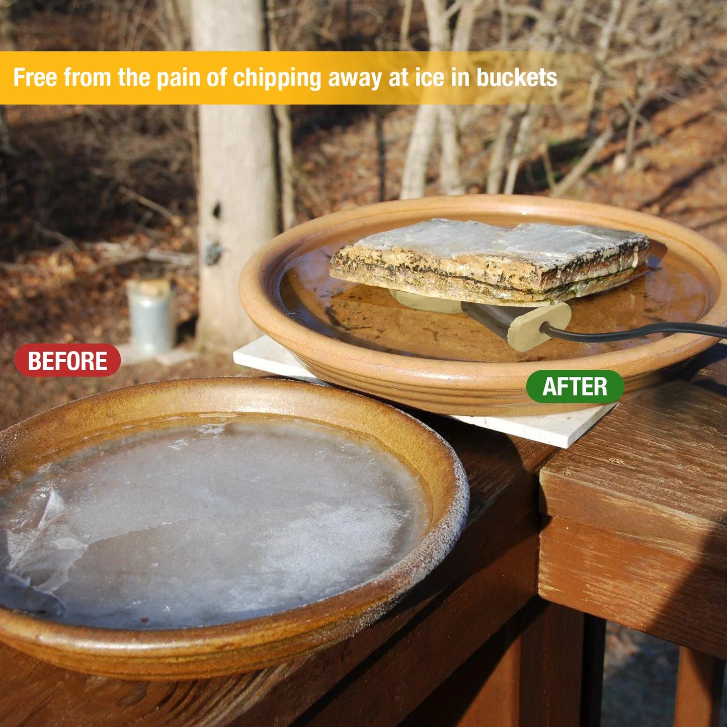 Submergible Cast Aluminum Thermostatic Control Bird Bath Heater De-Icer for Livestock Poultry Birds Cows Horses Drink Water