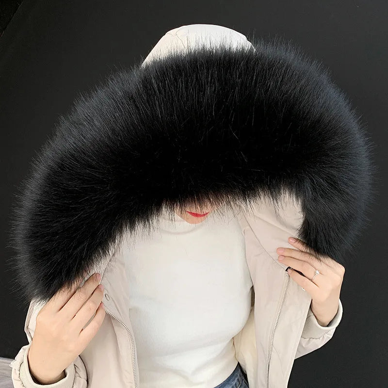 Women Blinger Faux Raccoon Fur Detachable Collar For Winter Coat And Hoody Decorative Fake Collar Fur Customerized False Collar