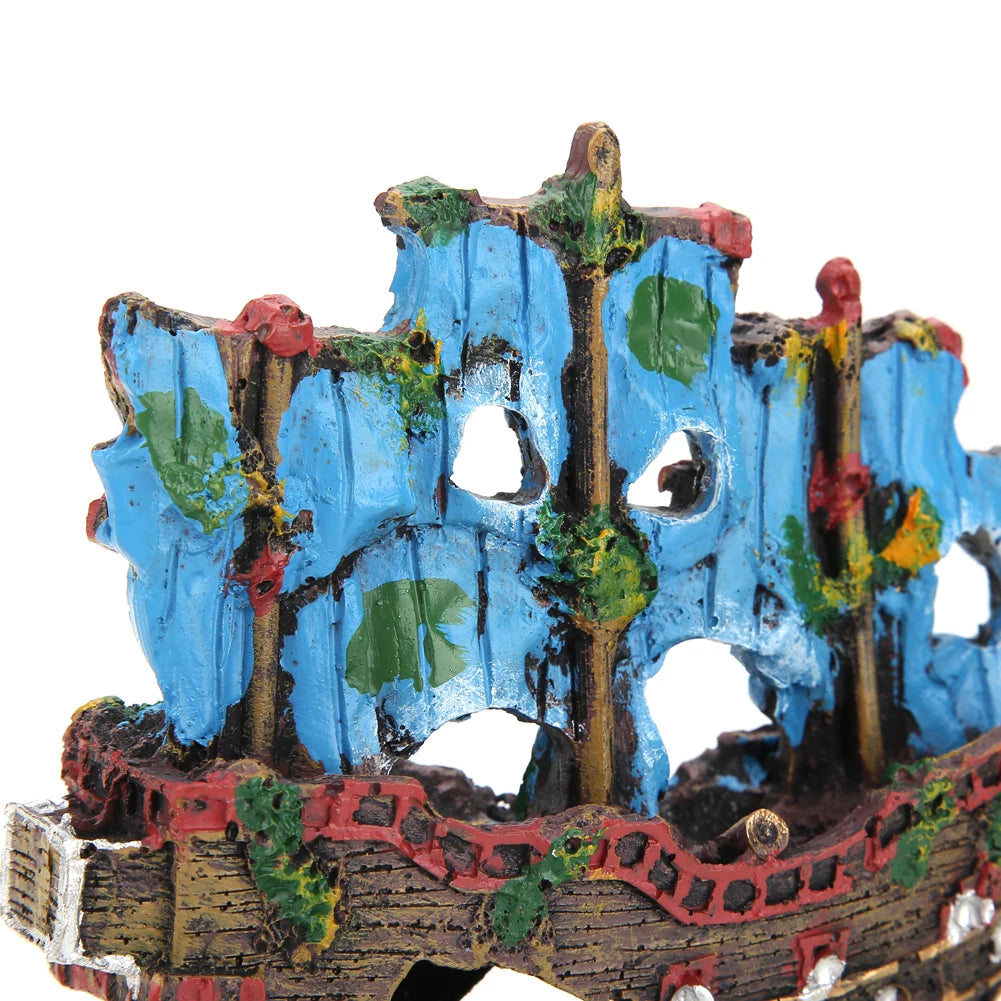 Pirate Ship Wreck Ship Resin Ornament Wreck Sunk Ship Landscape Sailing Boat Cave Fish Playing Toys Aquarium Accessories