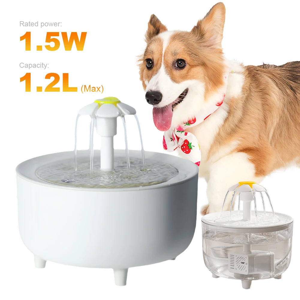 1200ml Electric Mute Automatic Cat Water Fountain with USB Filtering for Clean and Fresh Drinking Experience