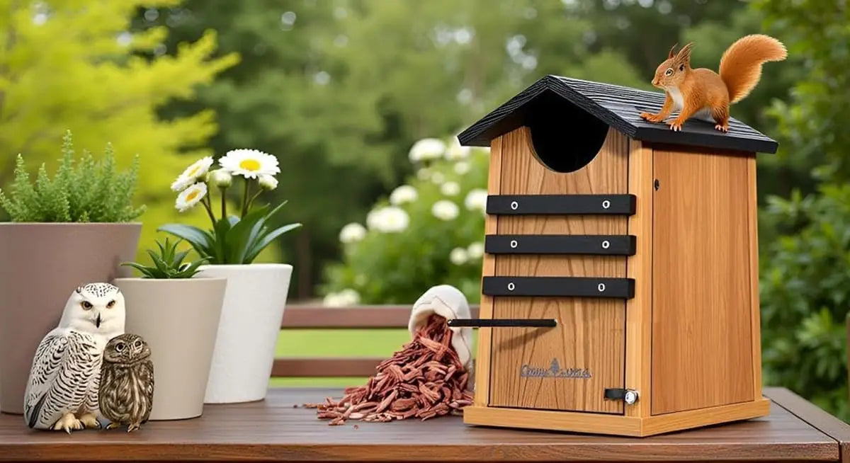 Cedar Wood Bird House for Squirrels, Owls, Ducks - Large Outdoor Nesting Box with Stainless Steel Perch, Easy Assembly