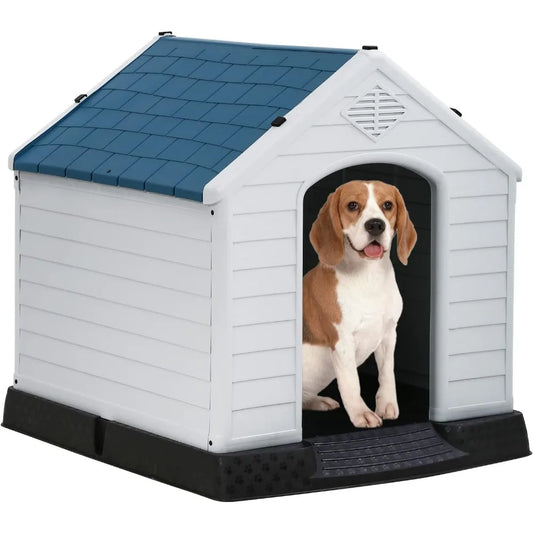 Durable Ventilated Waterproof Plastic Dog House for Small to Large Dogs - Indoor and Outdoor Use with Insulation for Puppies