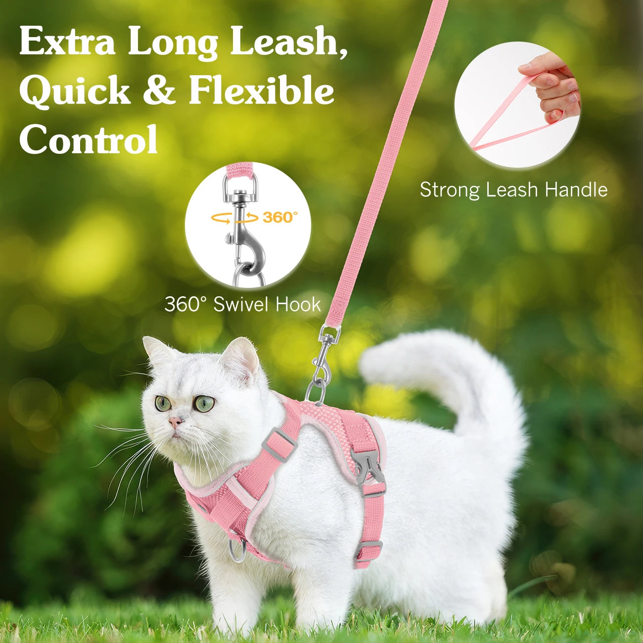 VavoPaw Cat Harness and Leash Set for Walking Adjustable Kitten Vest Harness with Reflective Strip Breathable Mesh Cat Harness