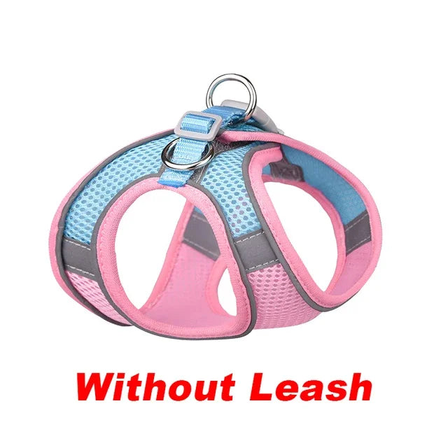 Pet Harness Vest With Leash Reflective Nylon Dog Cat Harness Collars Breathable Adjustable Chest Strap For Small Dogs Chihuahua