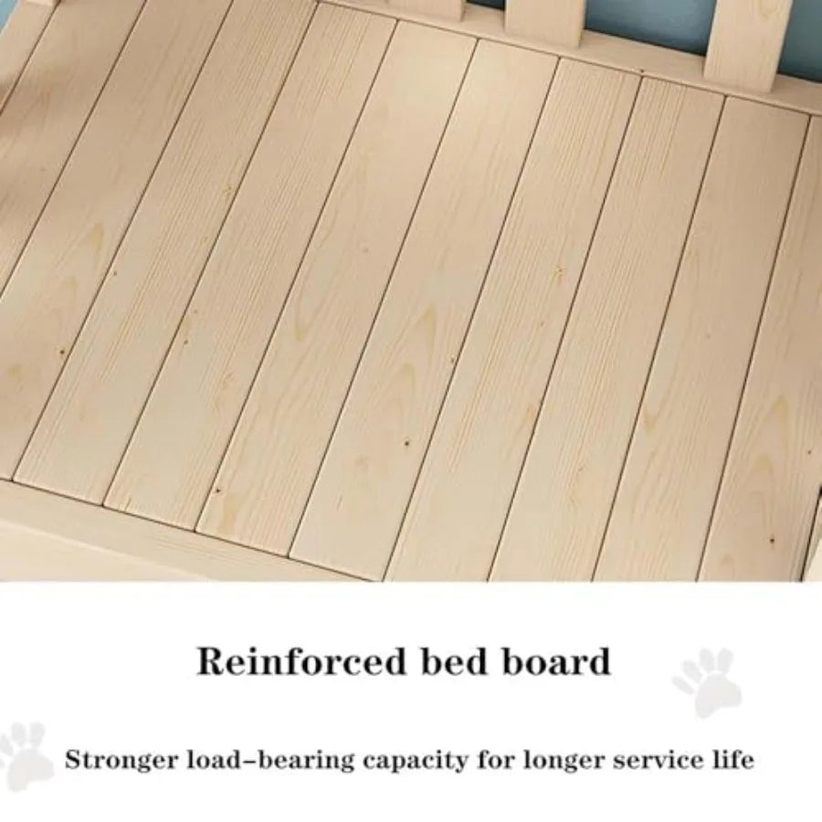 Dog Bunk Bed for Small/Medium/Large Pet with Wood Frame and Steps Double Layer Pet Bed in Brown Durable Design with Side Ladder