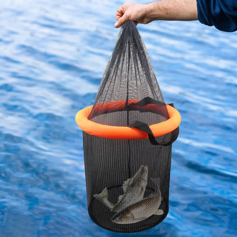 Floating Fishing Bait Basket Foldable Fishing Holder Bucket Fishing Bucket Storage Bag for Caught Fish